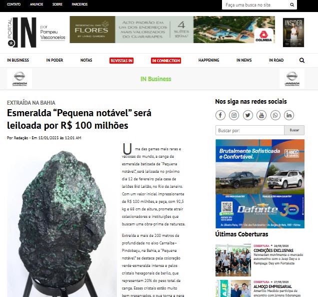 Matéria do Portal IN sobre bem apresentado pela BID